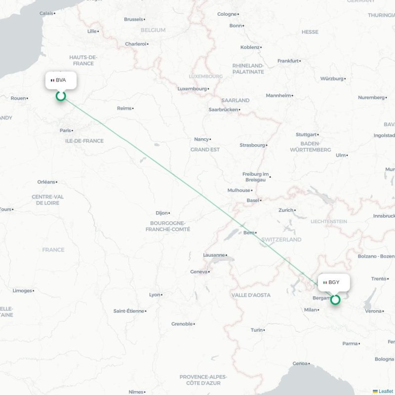 BVA - BGY route map