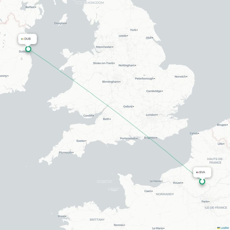 BVA - DUB route map