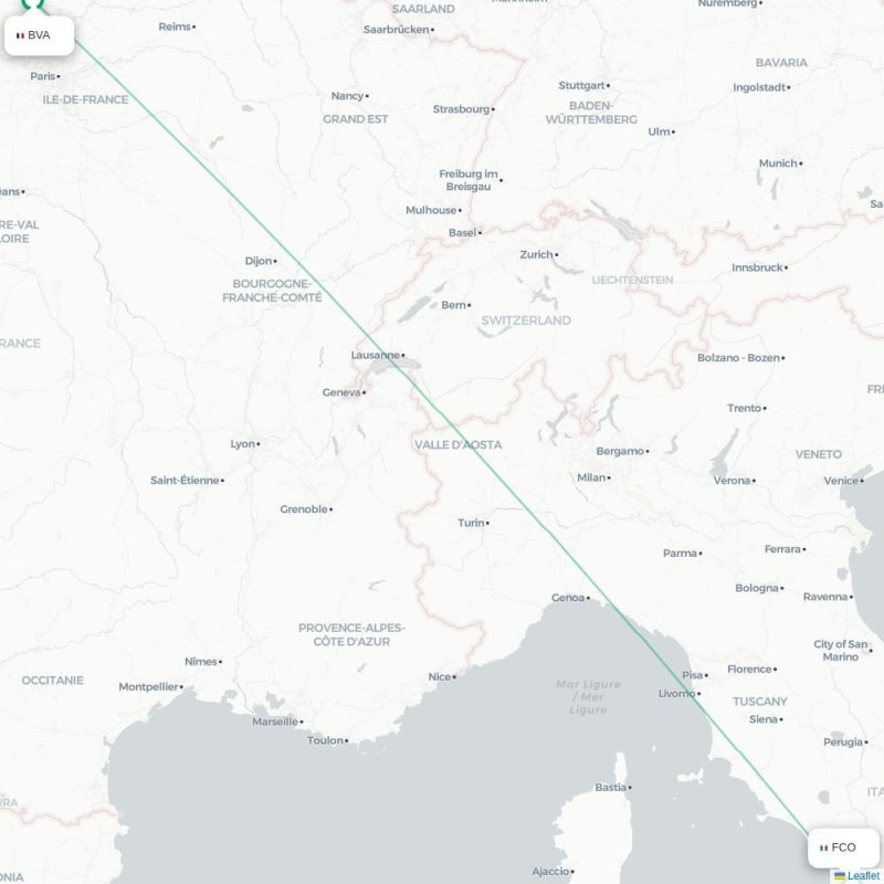 BVA - FCO route map