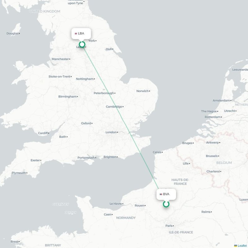 BVA - LBA route map