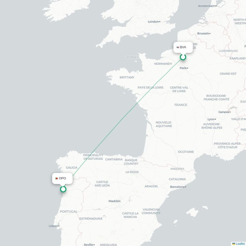 BVA - OPO route map