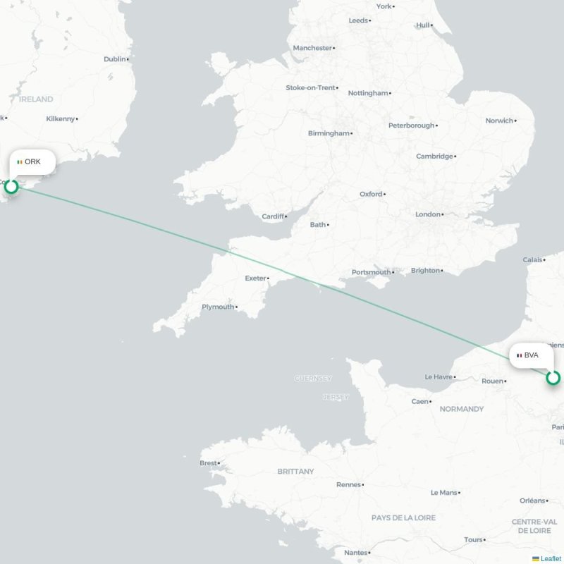 BVA - ORK route map