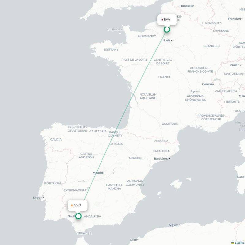 BVA - SVQ route map