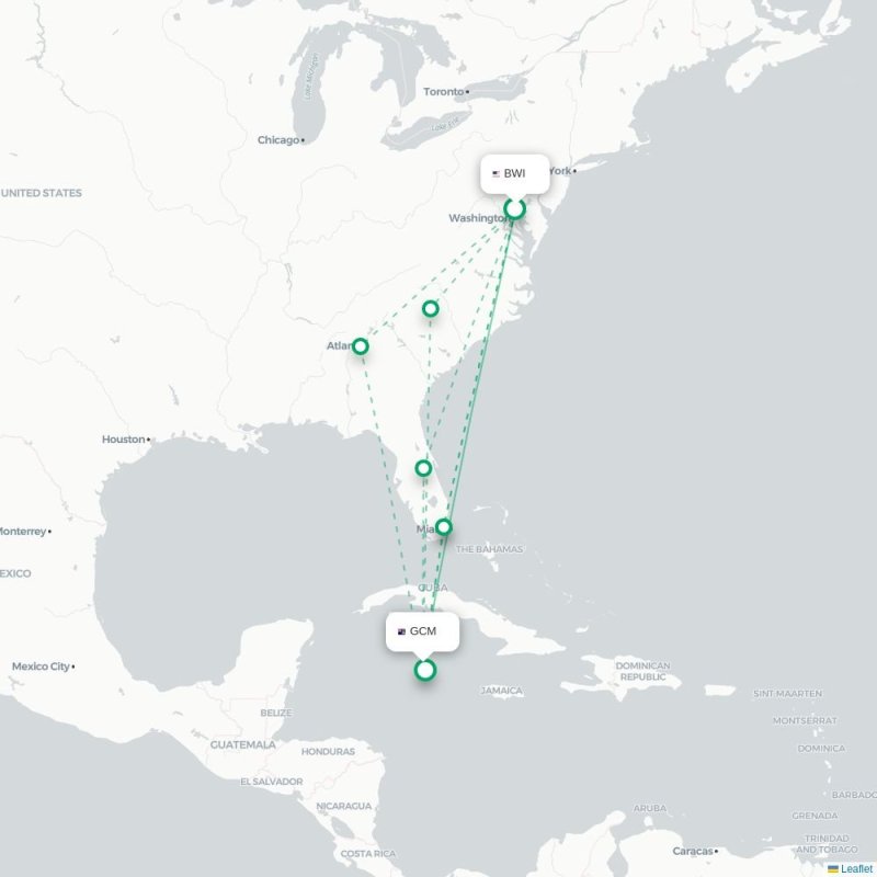 BWI - GCM route map