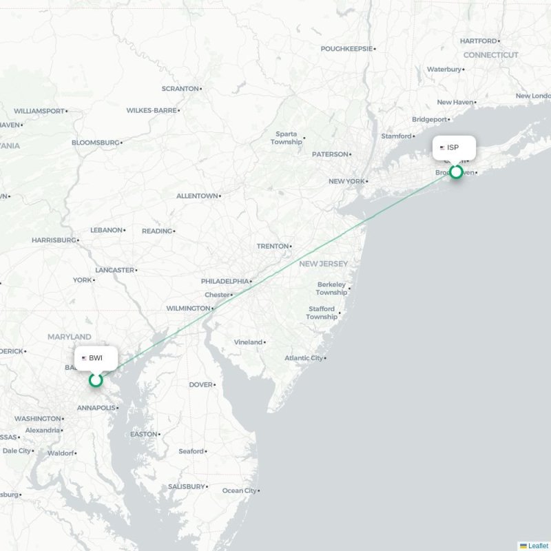 BWI - ISP route map