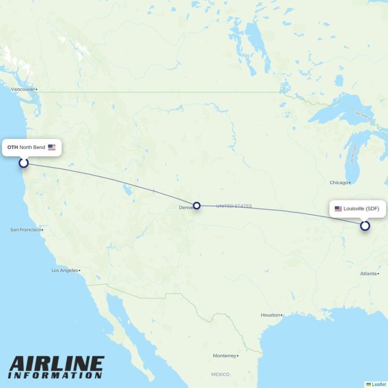 BWI - SDF route map