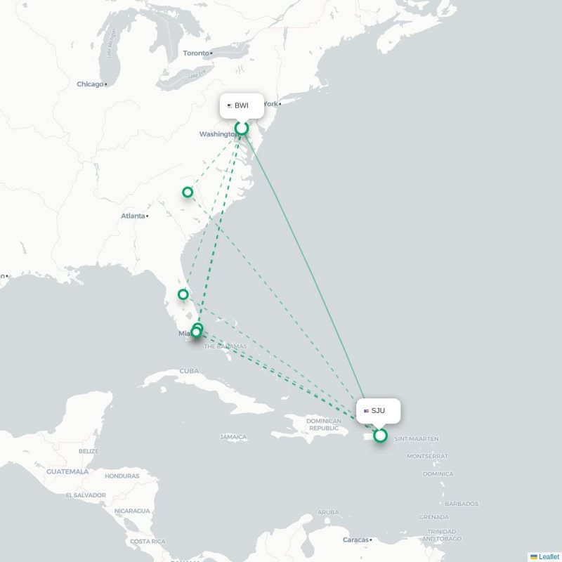 BWI - SJU route map