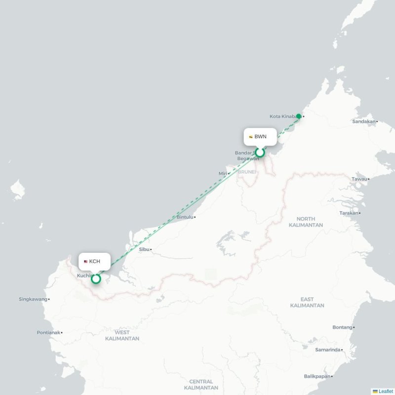 BWN - KCH route map