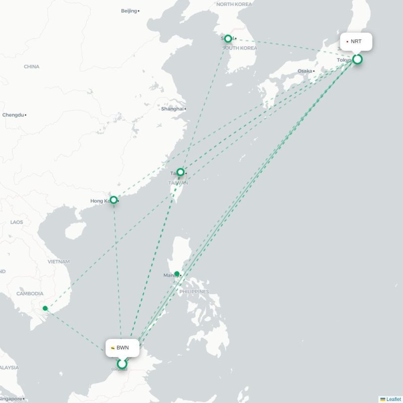 BWN - NRT route map