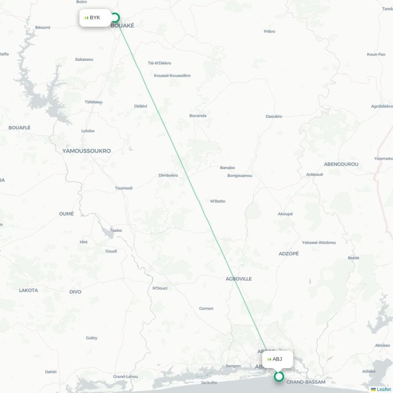 BYK - ABJ route map