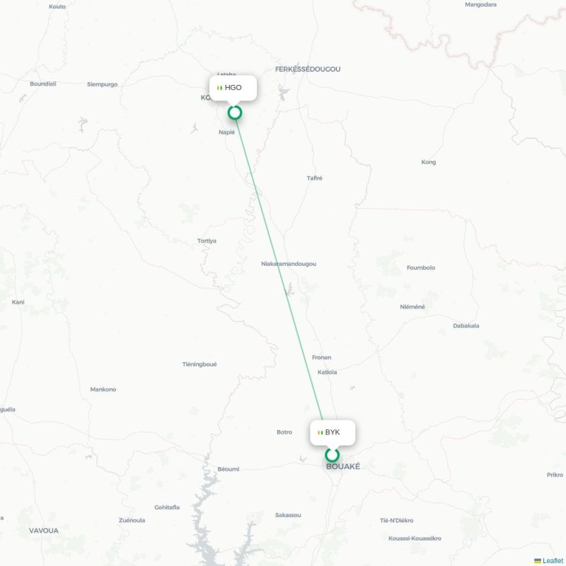 BYK - HGO route map