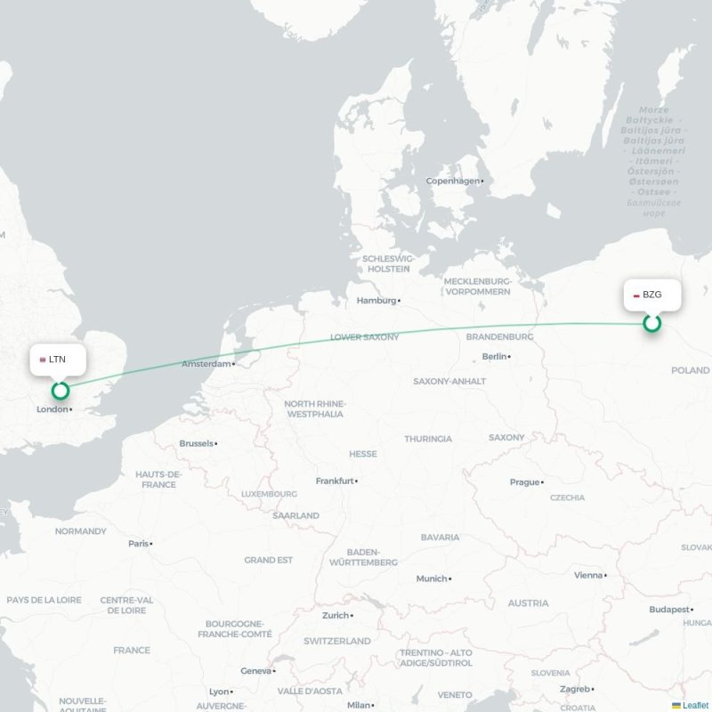 BZG - LTN route map