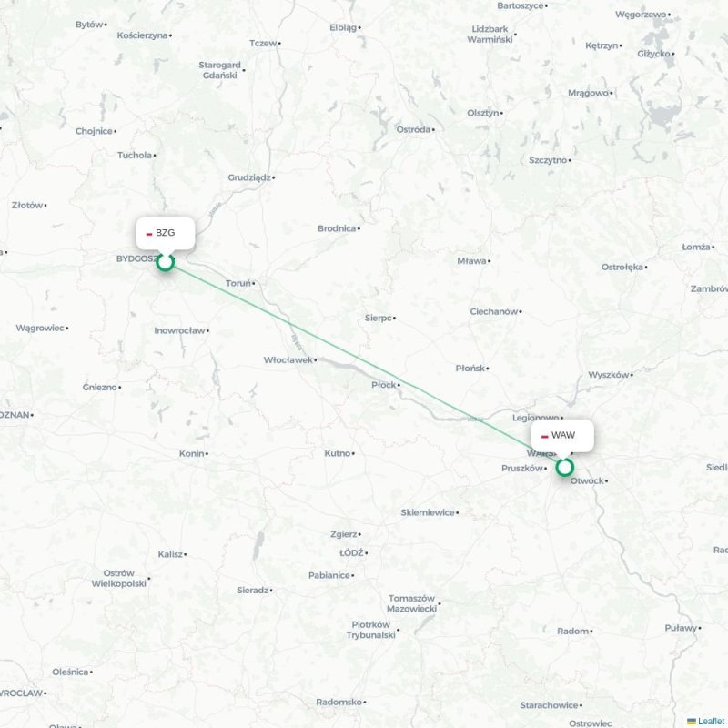 BZG - WAW route map