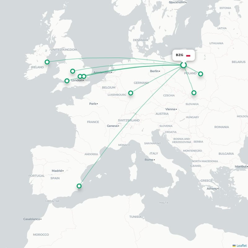 Route map Bydgoszcz  BZG airport