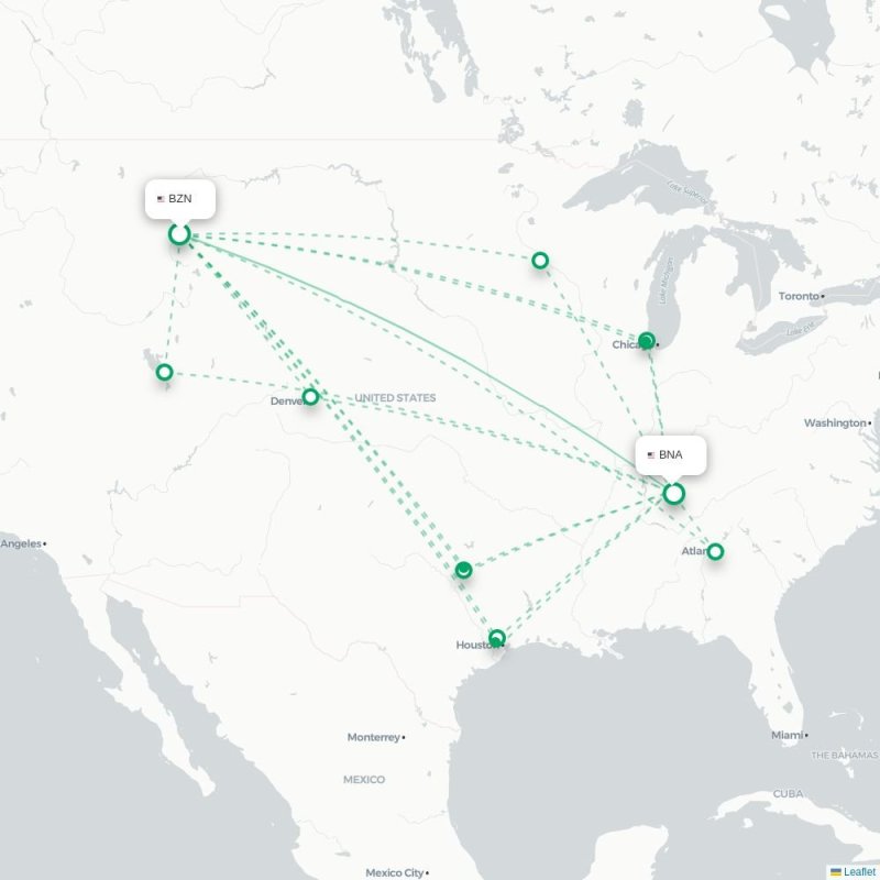 BZN - BNA route map