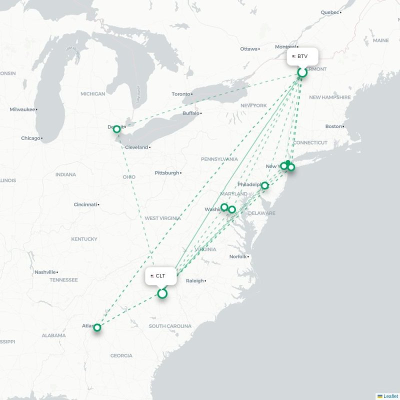 BZN - CLT route map