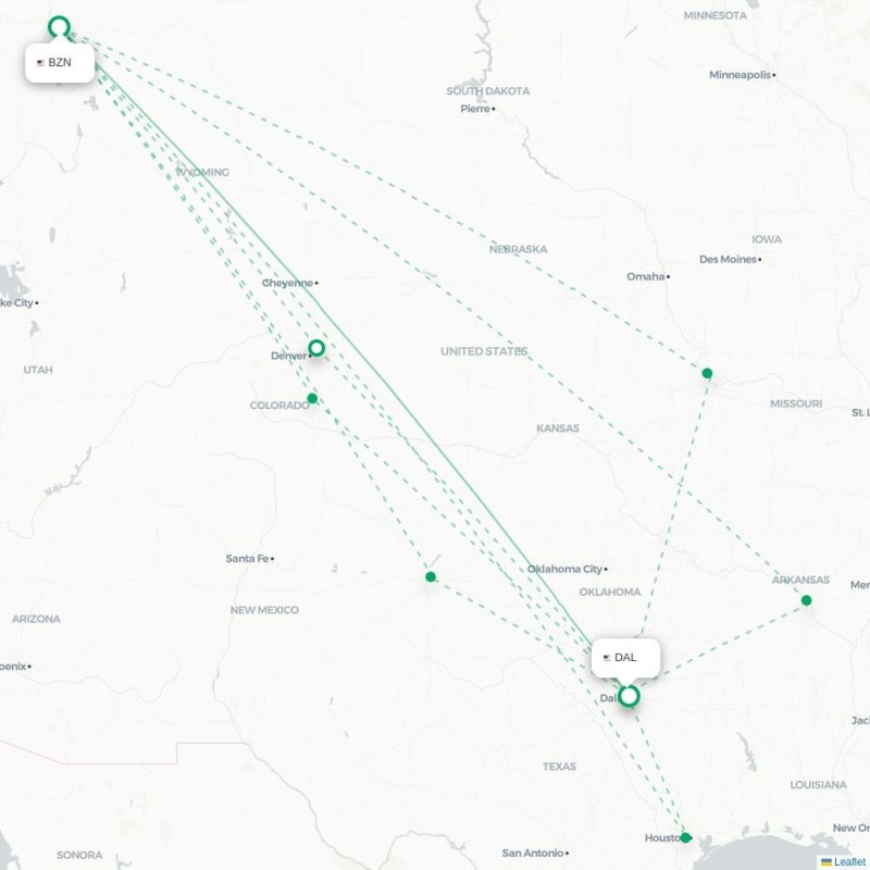 BZN - DAL route map