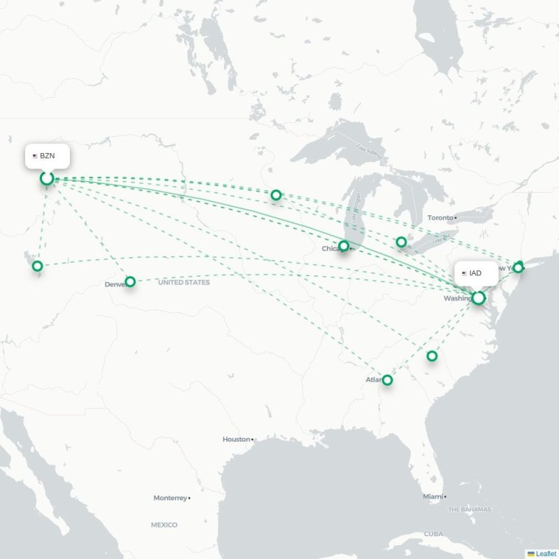BZN - IAD route map