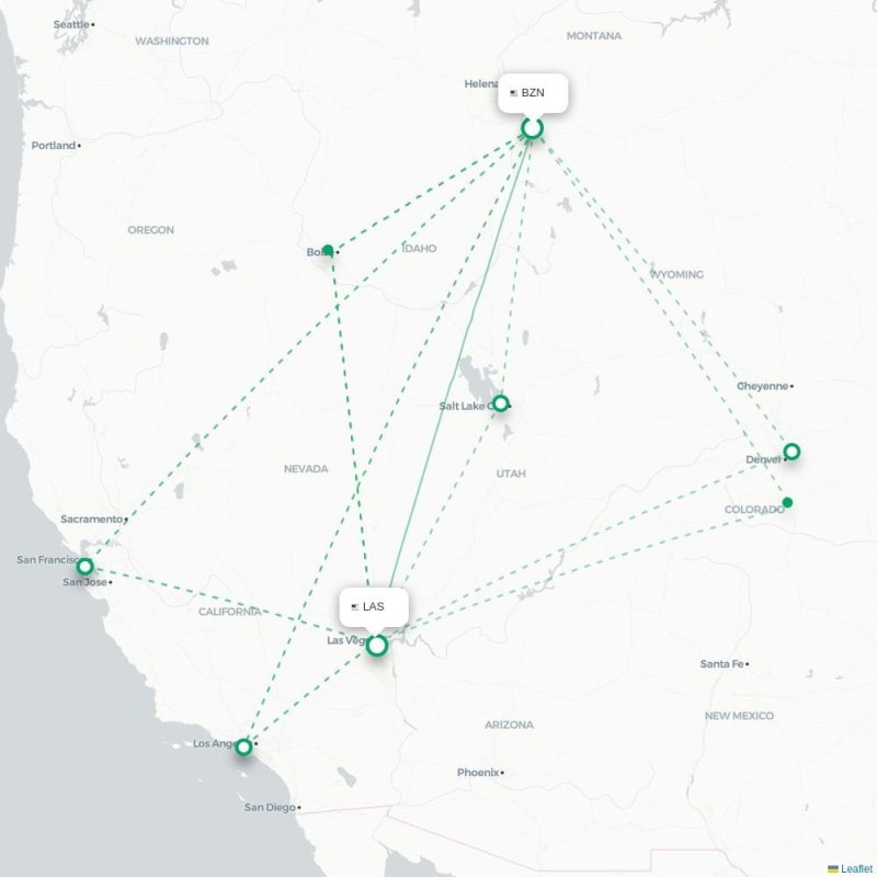 BZN - LAS route map