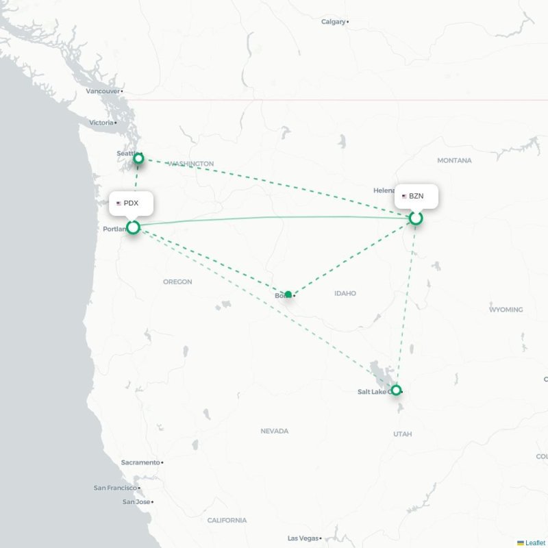 BZN - PDX route map