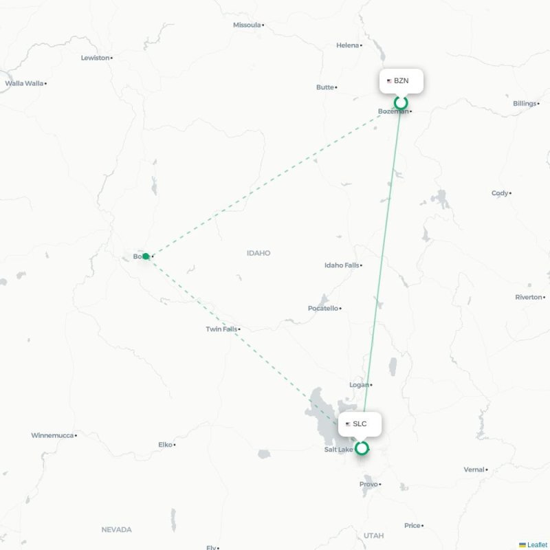 BZN - SLC route map