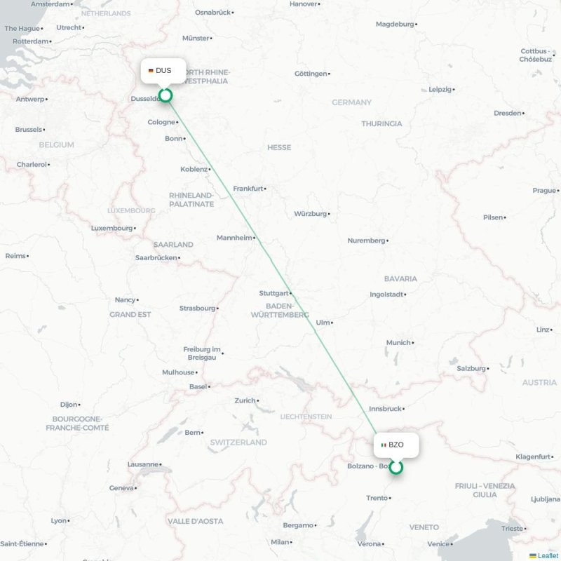 BZO - DUS route map
