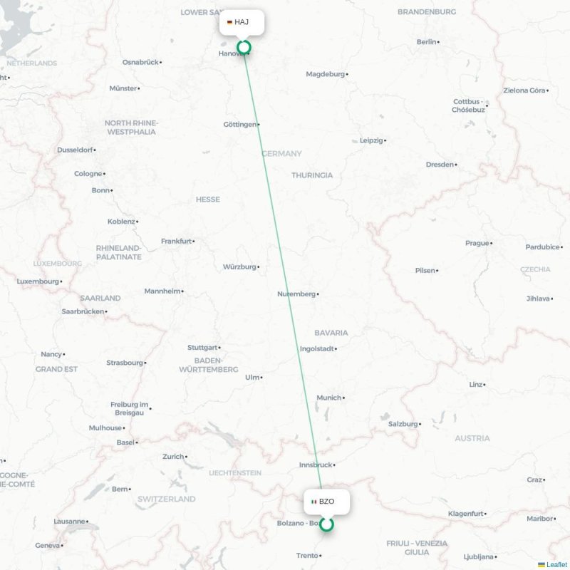 BZO - HAJ route map