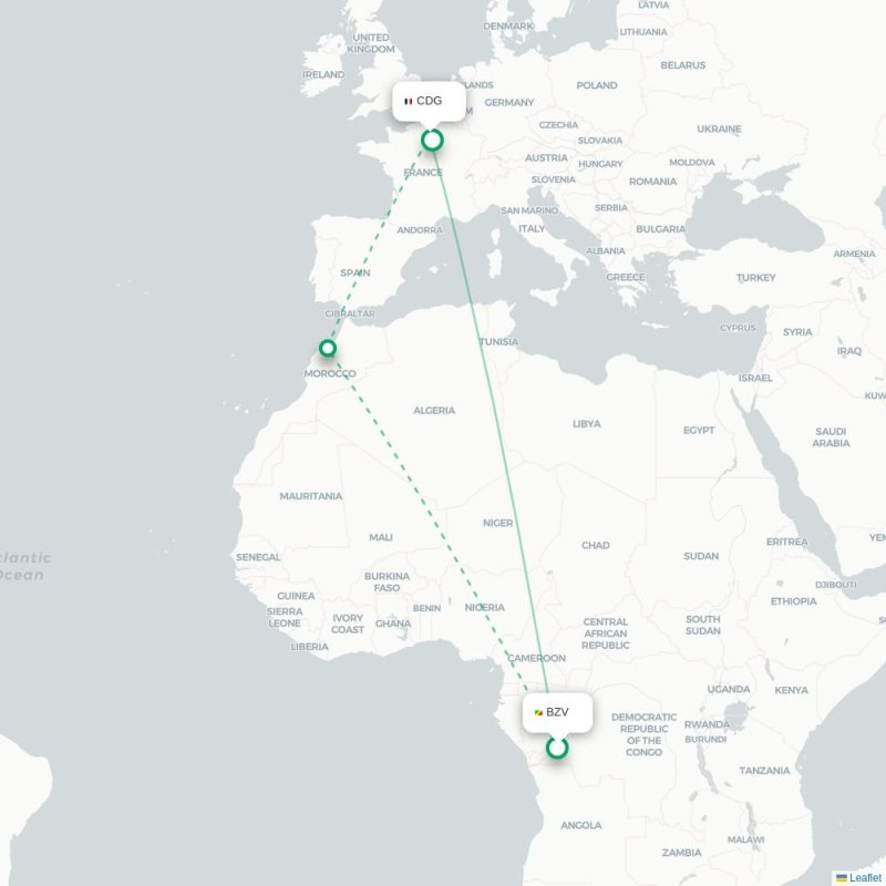 BZV - CDG route map