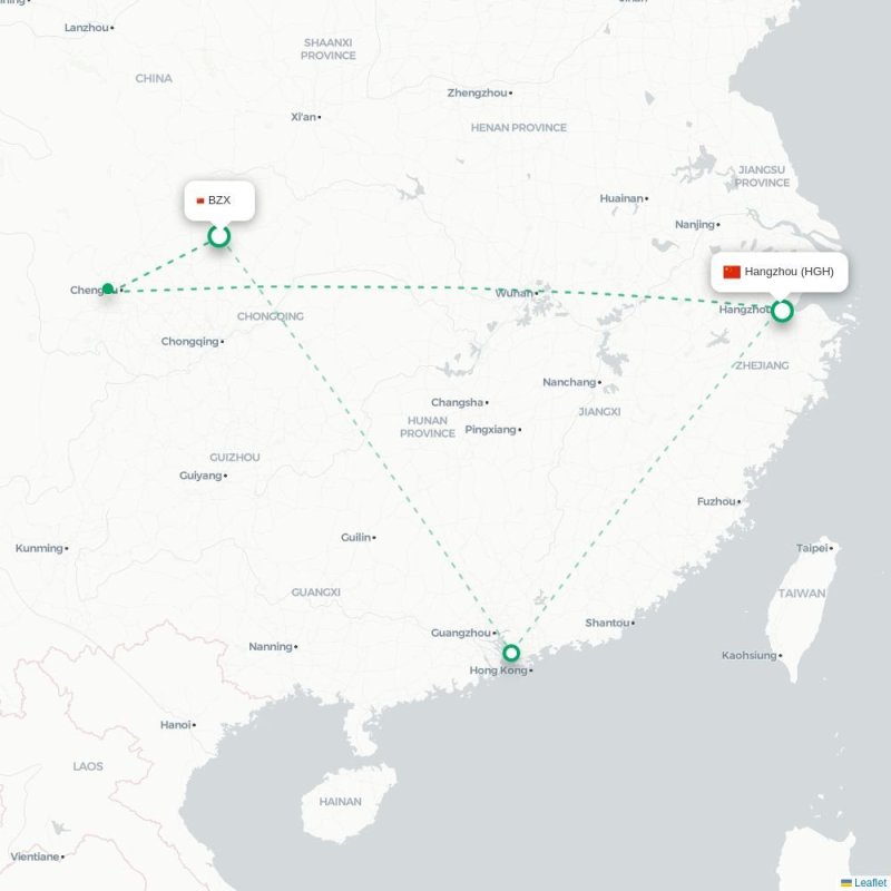 BZX - HGH route map