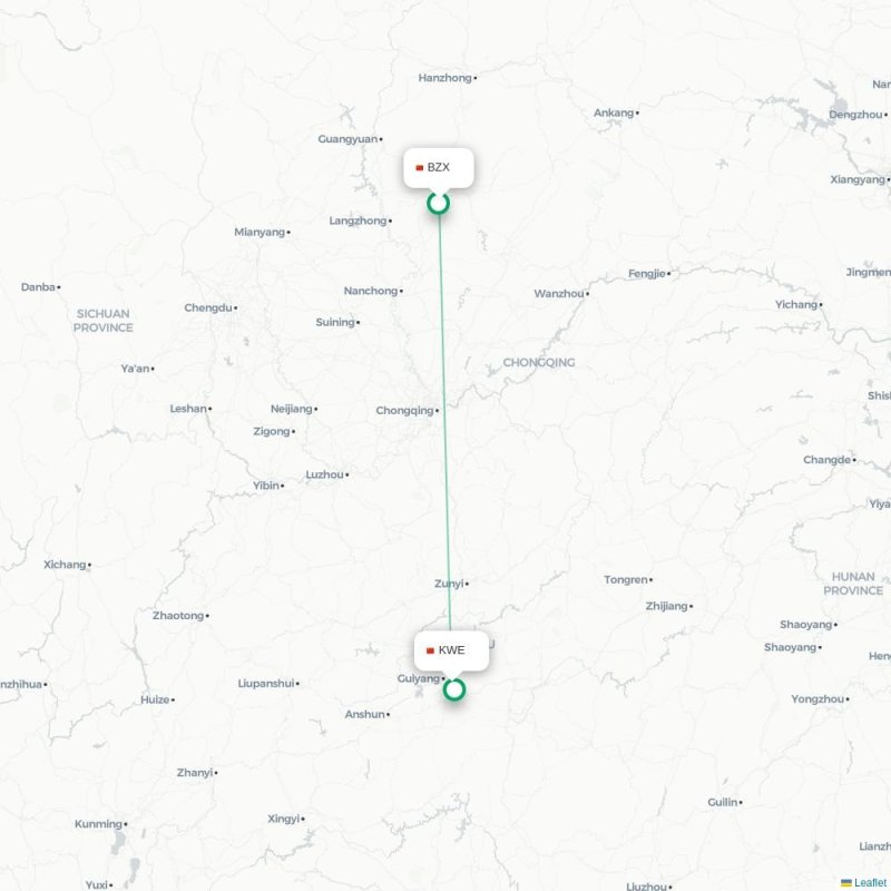 BZX - KWE route map