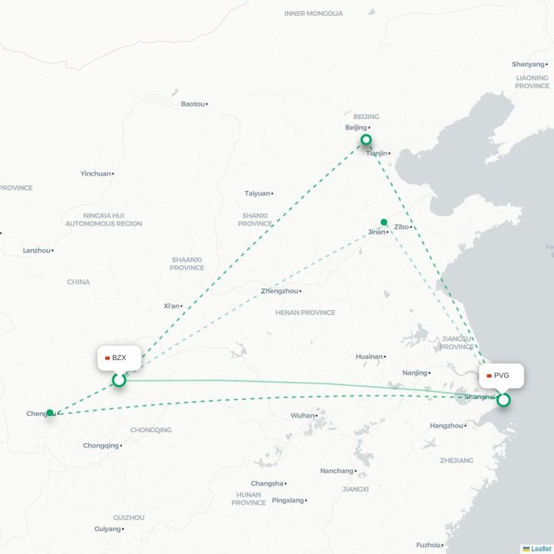 BZX - PVG route map