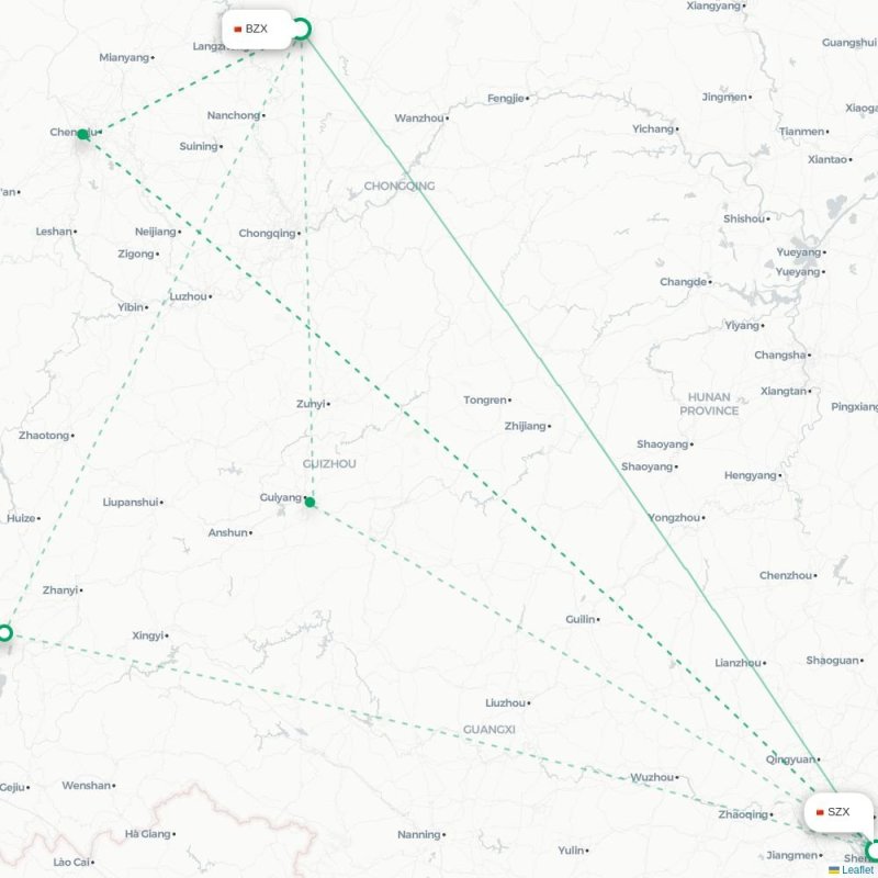 BZX - SZX route map