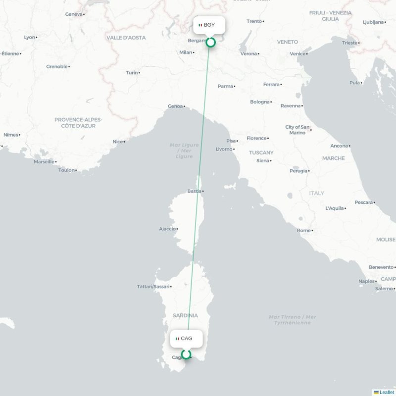 CAG - BGY route map