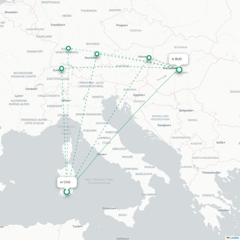 CAG - BUD route map