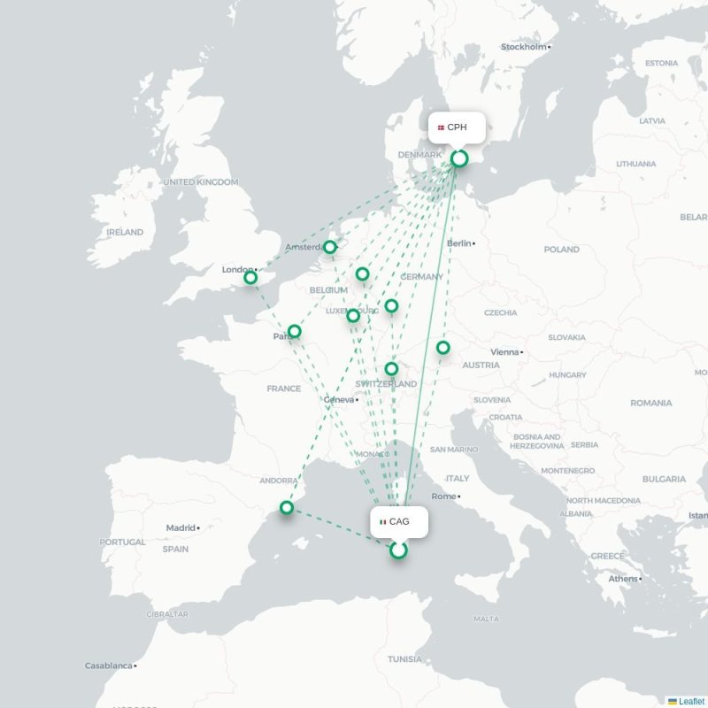 CAG - CPH route map