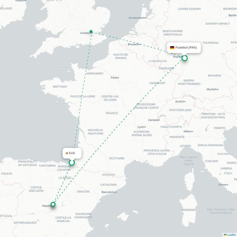 CAG - FRA route map