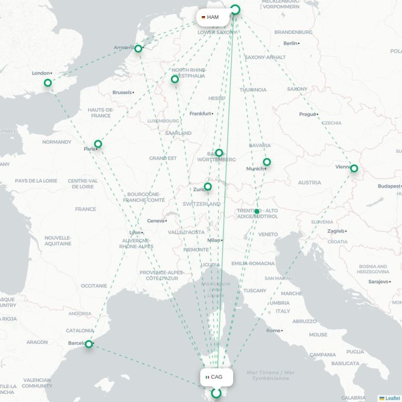 CAG - HAM route map