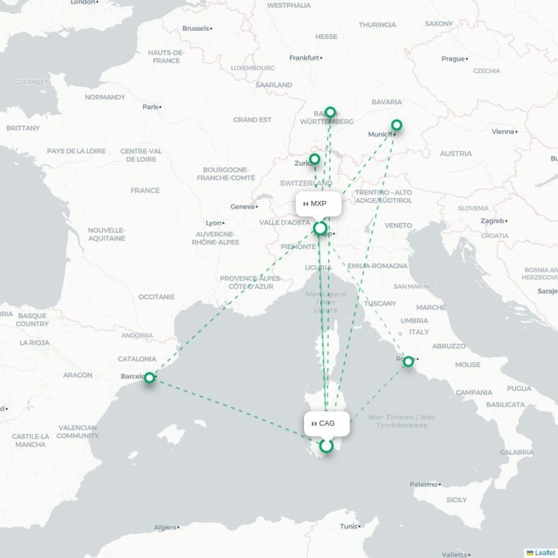 CAG - MXP route map