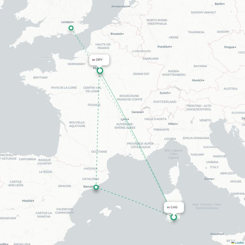 CAG - ORY route map