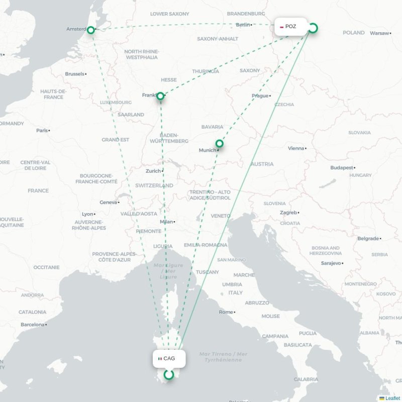 CAG - POZ route map