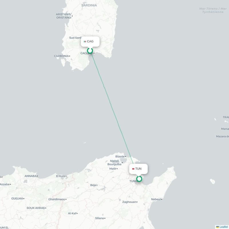 CAG - TUN route map