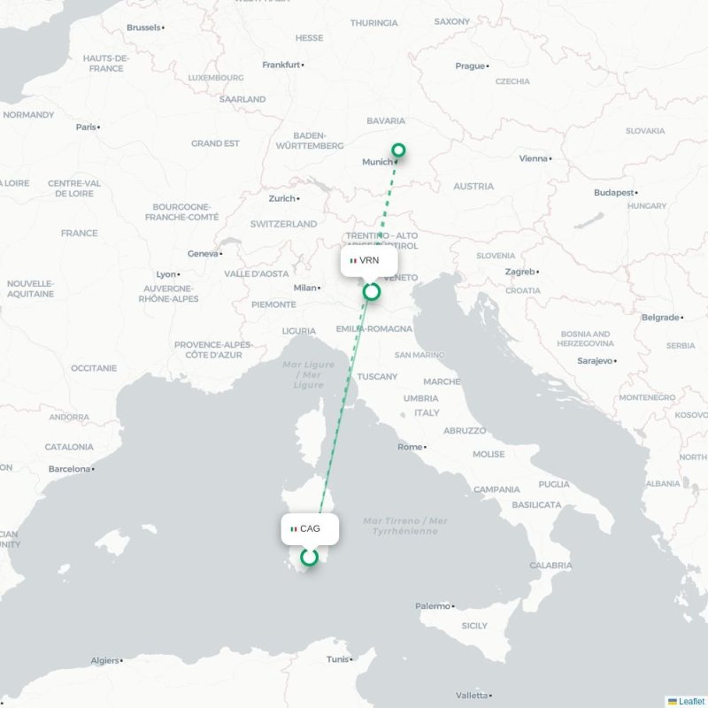 CAG - VRN route map