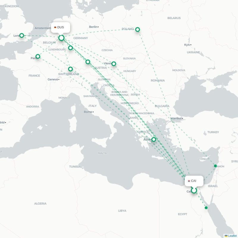 CAI - DUS route map