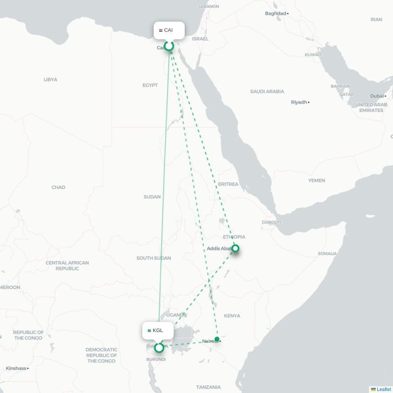 CAI - KGL route map