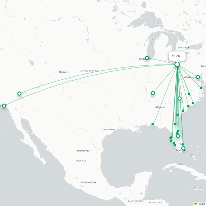 CAK - CHS route map