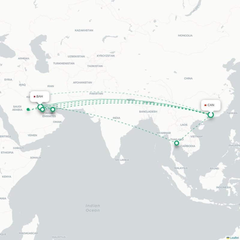 CAN - BAH route map