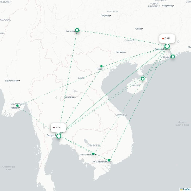 CAN - BKK route map