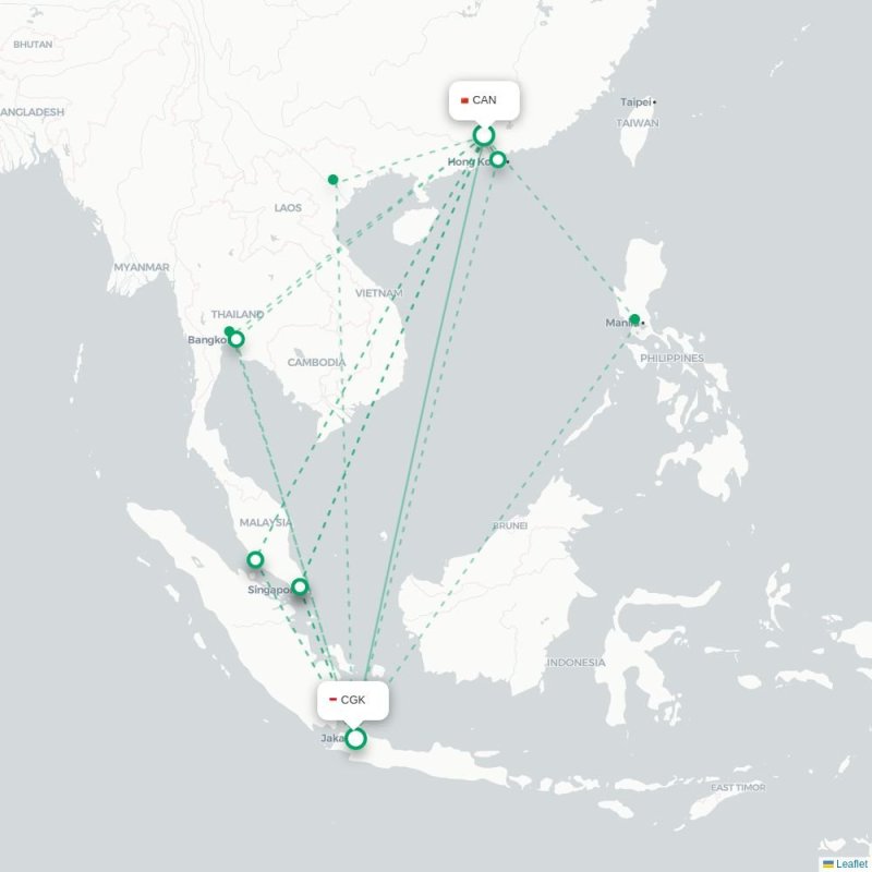 CAN - CGK route map