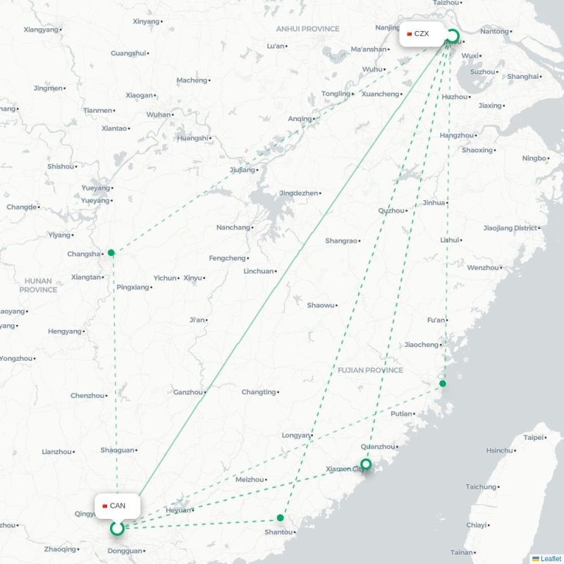 CAN - CZX route map