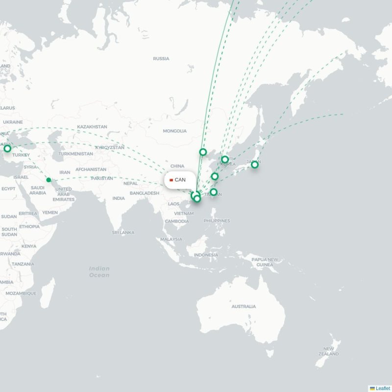 CAN - JFK route map